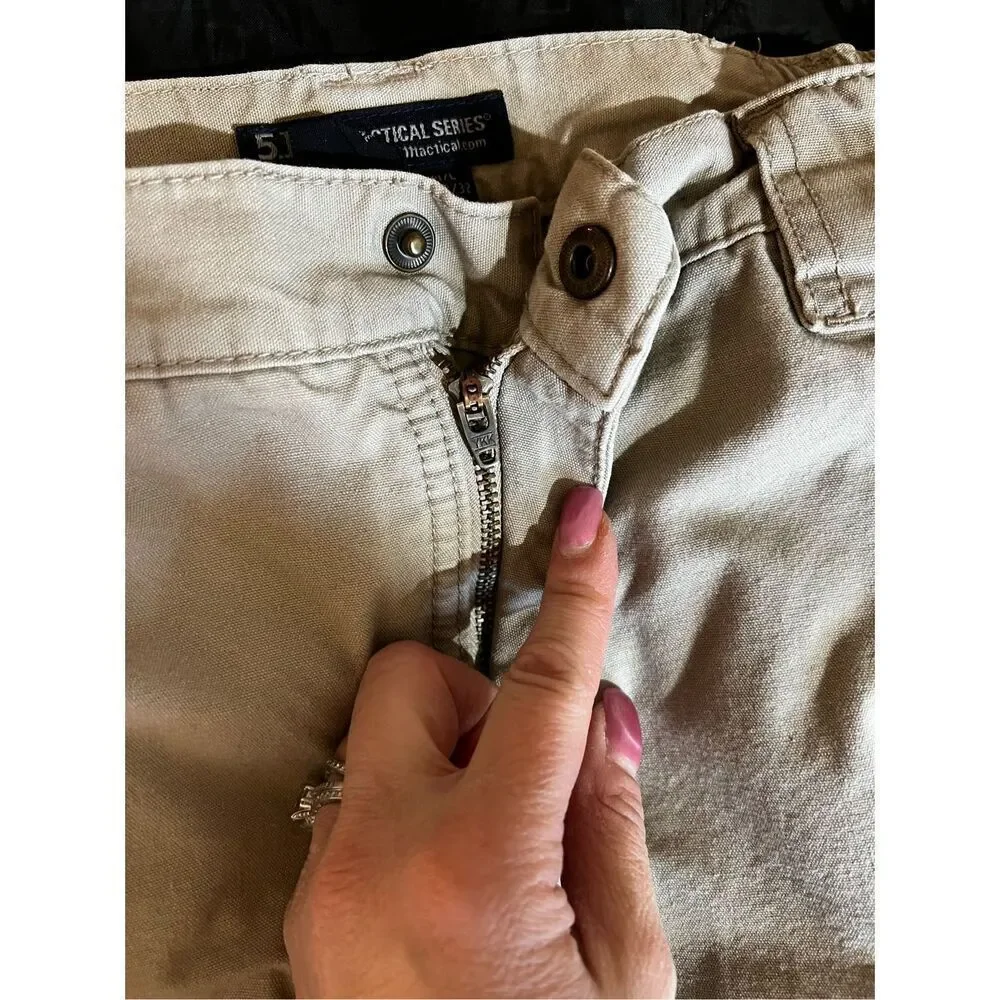 511 Tactical Cargo Pants Mens Size 32 Beige Cotton‎ Outdoor Rugged Camping